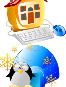 电脑和企鹅图片