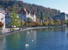 瑞士山水剪影图片