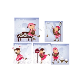 圣诞女孩雪人圣诞主题韩国iClickart四季可爱女孩专辑图片