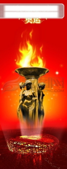 广告素材龙腾广告平面广告PSD分层素材源文件奥运雕像火炬红色雕塑圣火