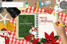 圣诞物品HanMaker韩国设计素材库背景图片卡片礼物祝福圣诞本子笔物品照片照相机