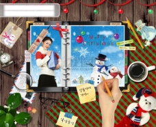 圣诞物品HanMaker韩国设计素材库背景图片卡片礼物祝福圣诞节物品笔记本笔