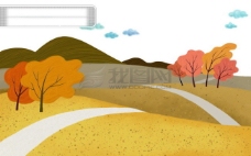 秋天背景HanMaker韩国设计素材库卡通背景秋天风景草地