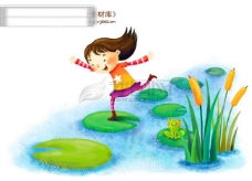 漫画卡通HanMaker韩国设计素材库背景卡通漫画快乐天真孩子儿童画画熊猫