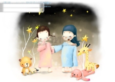 人物漫画HanMaker韩国设计素材库背景卡通漫画可爱人物孩子朋友玩具儿童
