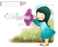 儿童梦幻HanMaker韩国设计素材库背景卡通漫画可爱梦幻儿童孩子女孩童真喇叭