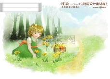 人物漫画HanMaker韩国设计素材库背景卡通漫画人物精美风景草地花朵树林