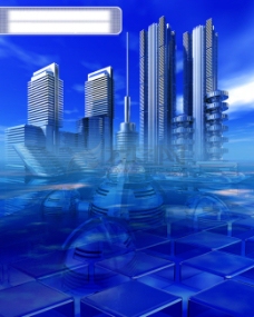 商业科技商业空间楼房建筑效果图高楼大厦高科技区水滴科幻