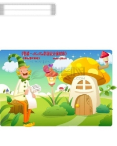 小丑与风景卡通人物矢量素材矢量图片HanMaker韩国设计素材库