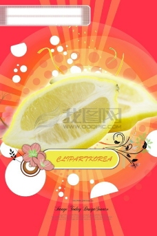 水果花纹底纹柠檬切开的水果09韩国设计元素psd分层素材源文件