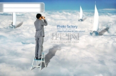 白云摄影帆船云层男性男性psd分层素材源文件09韩国设计元素