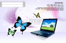 电子元件彩蝶蝴蝶笔记本电脑电子科技psd分层素材源文件09韩国设计元素